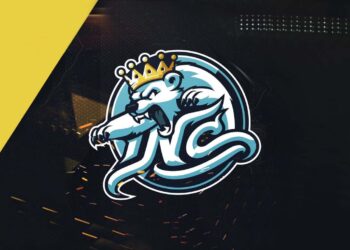 a logo of a bear with a crown